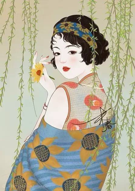 獨(dú)特中國美，最美插畫，膚如凝脂珠圓玉潤民國