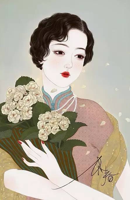 獨(dú)特中國美，最美插畫，膚如凝脂珠圓玉潤民國