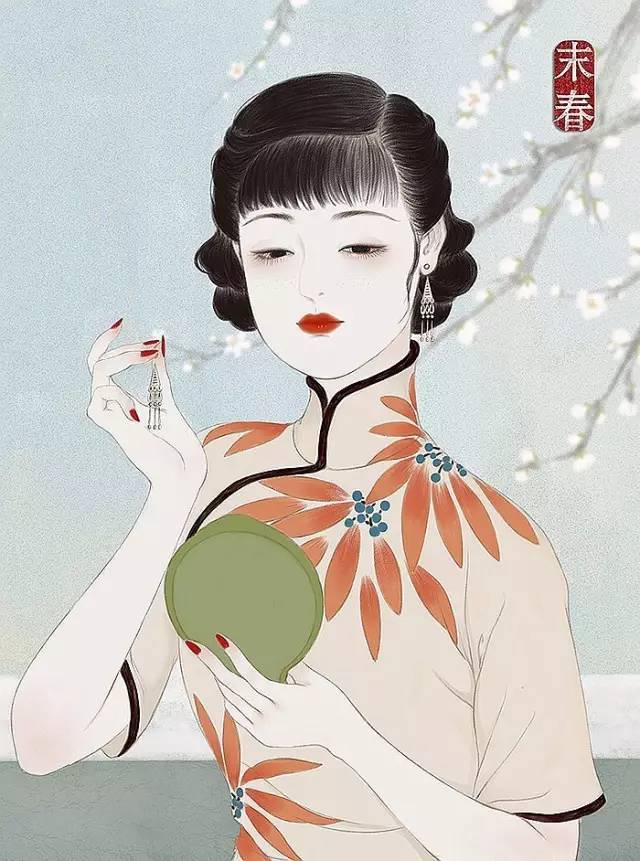 獨(dú)特中國(guó)美，最美插畫(huà)，膚如凝脂珠圓玉潤(rùn)民國(guó)
