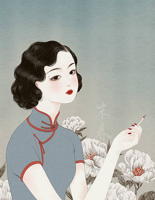 獨(dú)特中國(guó)美，最美插畫(huà)，膚如凝脂珠圓玉潤(rùn)民國(guó)