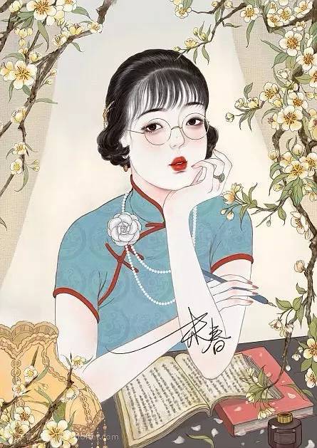 獨(dú)特中國(guó)美，最美插畫，膚如凝脂珠圓玉潤(rùn)民國(guó)