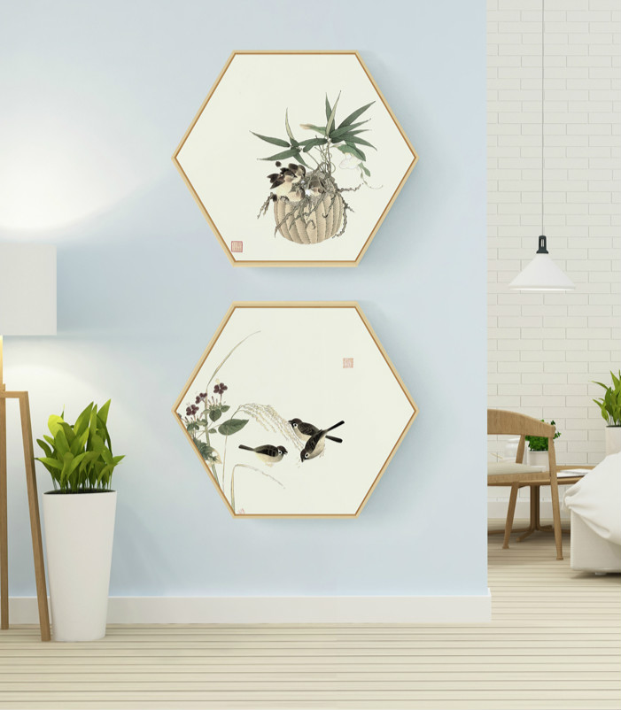 中式禪意創(chuàng)意六邊形裝飾畫