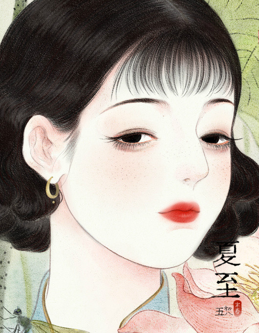 超細致的民國美女手繪插畫