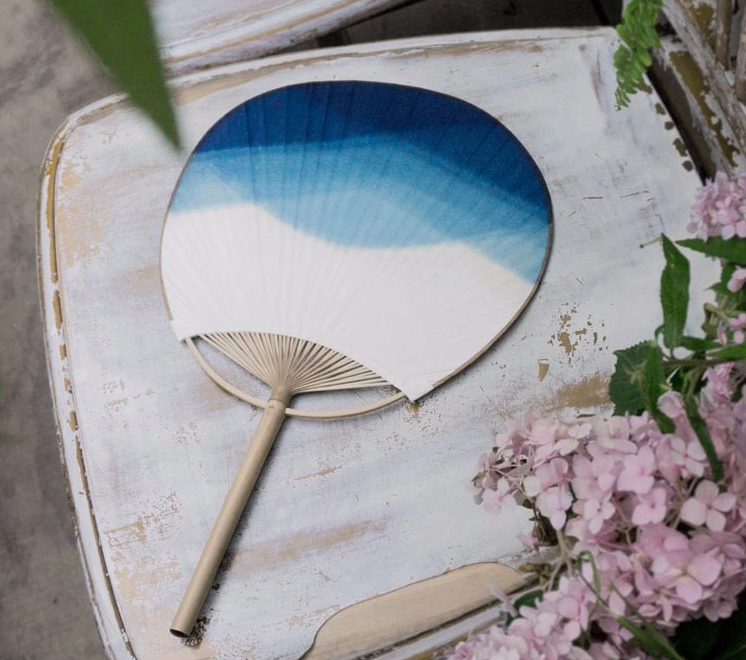 藍(lán)染家佳樂文學(xué)團(tuán)扇，古風(fēng)古典中式手工扇子