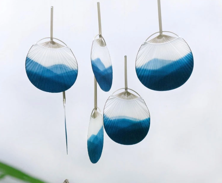 藍(lán)染家佳樂文學(xué)團(tuán)扇，古風(fēng)古典中式手工扇子