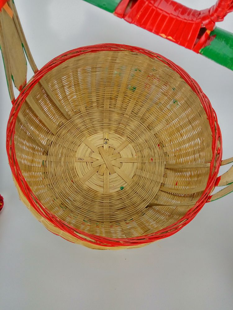 手工竹編竹籃，手繪彩繪禮品籃