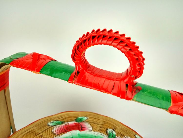 手工竹編竹籃，手繪彩繪禮品籃