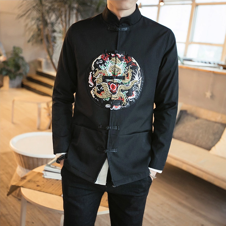 龍紋刺繡家佳樂文學(xué)唐裝