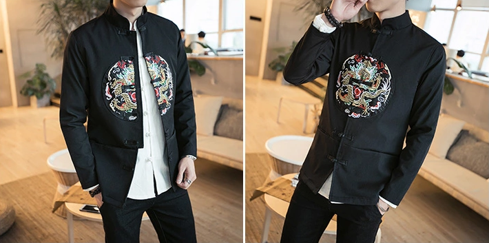 龍紋刺繡家佳樂(lè)文學(xué)唐裝