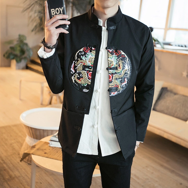 龍紋刺繡家佳樂(lè)文學(xué)唐裝