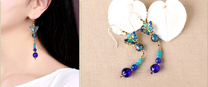 復(fù)古氣質(zhì)家佳樂文學(xué)蝴蝶耳墜耳環(huán)