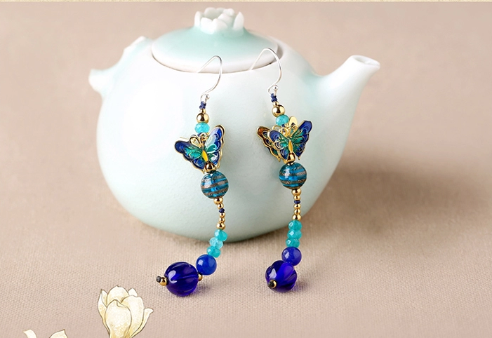 復(fù)古氣質(zhì)家佳樂文學(xué)蝴蝶耳墜耳環(huán)