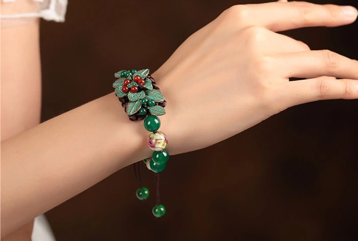 復(fù)古家佳樂(lè)文學(xué)琉璃瑪瑙手工編織手串手鏈