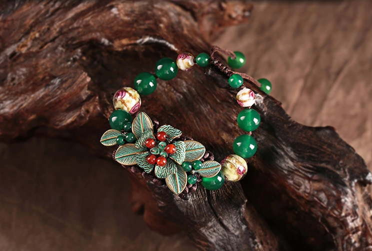 復(fù)古家佳樂(lè)文學(xué)琉璃瑪瑙手工編織手串手鏈