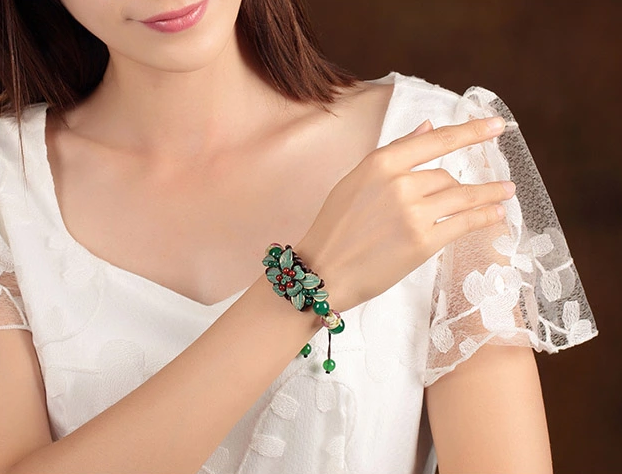 復(fù)古家佳樂(lè)文學(xué)琉璃瑪瑙手工編織手串手鏈