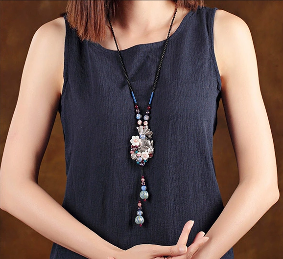 魚游四海靜聽花開，魚吊墜項鏈毛衣鏈