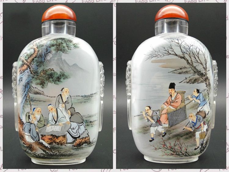 手工工藝水晶雕刻獸頭純手繪內畫鼻煙壺