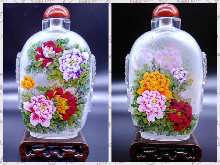 手工工藝水晶雕刻獸頭純手繪內畫鼻煙壺