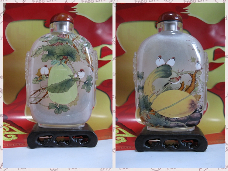 手工工藝水晶雕刻獸頭純手繪內畫鼻煙壺