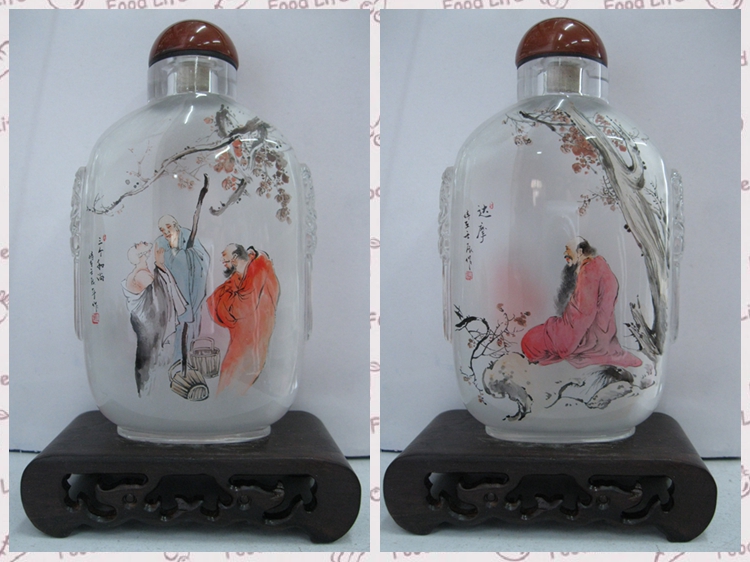 手工工藝水晶雕刻獸頭純手繪內畫鼻煙壺