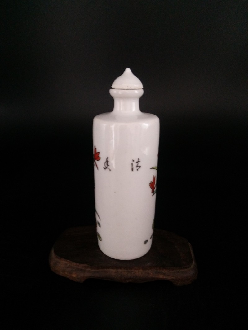仿古玩貼印花美人花鳥(niǎo)圖陶瓷鼻煙壺