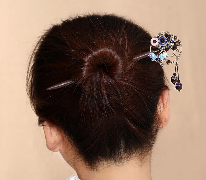 家佳樂文學石榴石古典木簪子頭飾