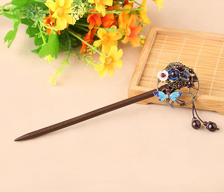 家佳樂文學石榴石古典木簪子頭飾
