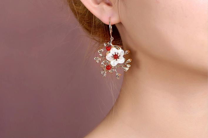 家佳樂(lè)文學(xué)復(fù)古氣質(zhì)花朵耳墜耳環(huán)飾品