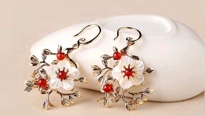 家佳樂(lè)文學(xué)復(fù)古氣質(zhì)花朵耳墜耳環(huán)飾品