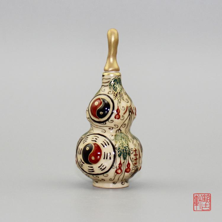 手工描金粉彩葫蘆陶瓷鼻煙壺八卦葫蘆工藝品