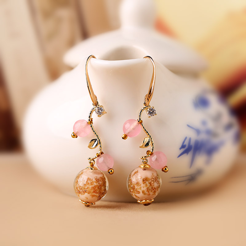 家佳樂文學(xué)古典氣質(zhì)琉璃耳墜超仙耳環(huán)