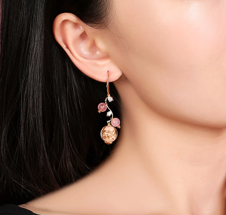 家佳樂文學(xué)古典氣質(zhì)琉璃耳墜超仙耳環(huán)