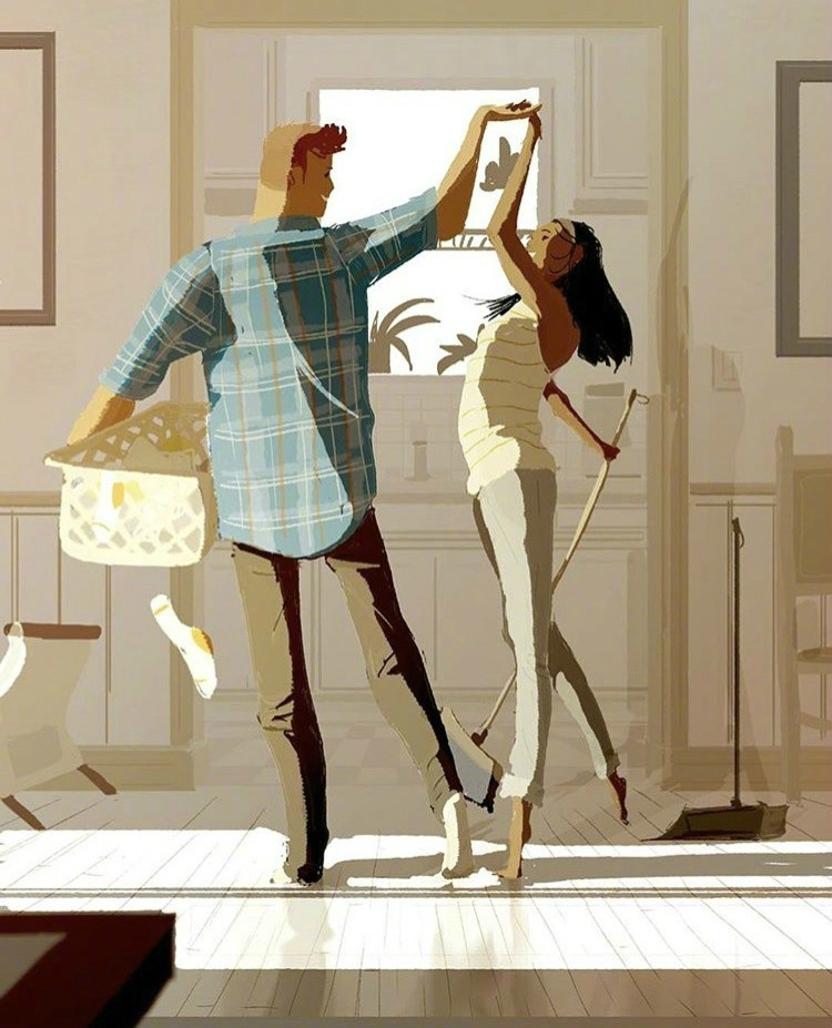 兩個(gè)人的時(shí)光，唯美插畫(huà)