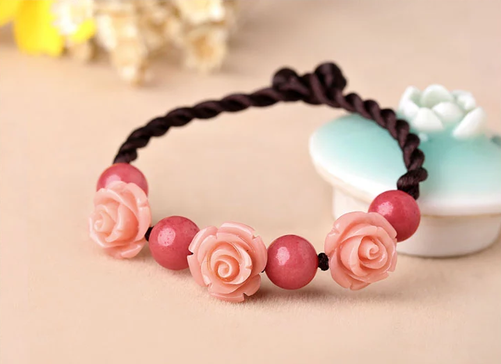 家佳樂文學(xué)手工編織玫瑰花手鏈