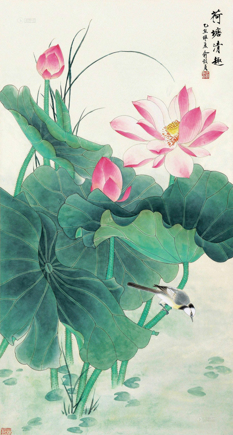 俞致貞國畫荷花作品