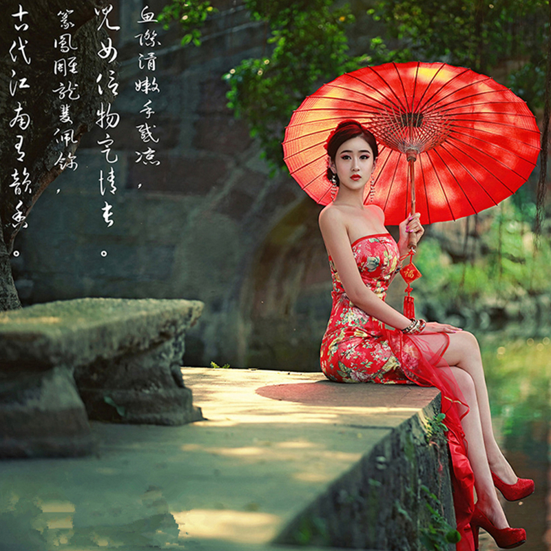 家佳樂文學性感抹胸中式旗袍古裝美女圖片