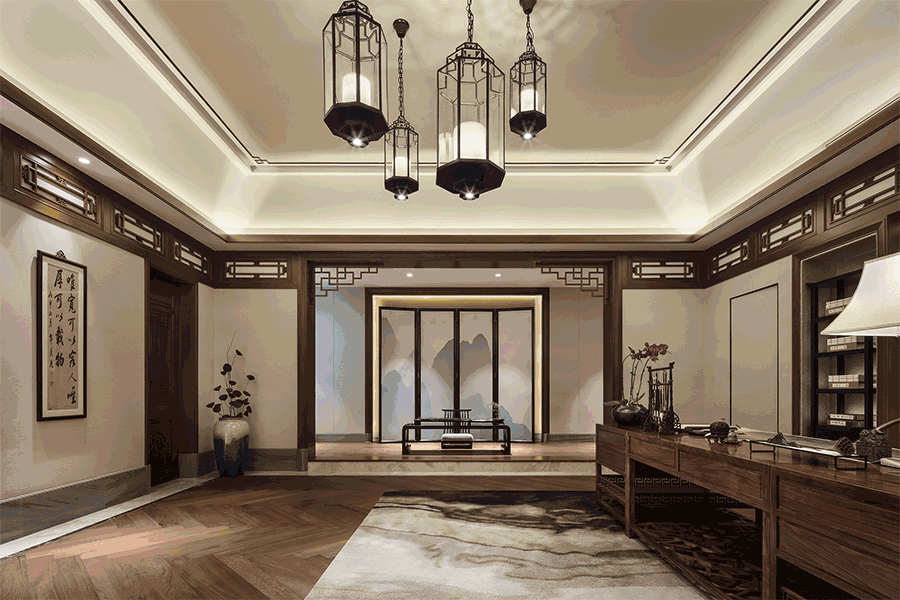 龍光御海天禧別墅樣板房，高端大氣的新中式豪
