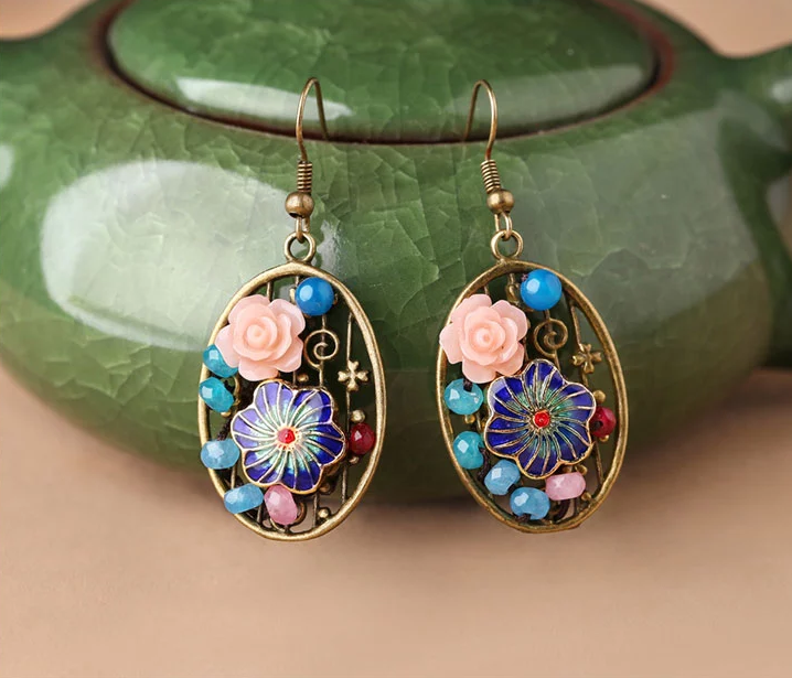 家佳樂文學金屬鏤空首飾橢圓形耳墜耳環(huán)