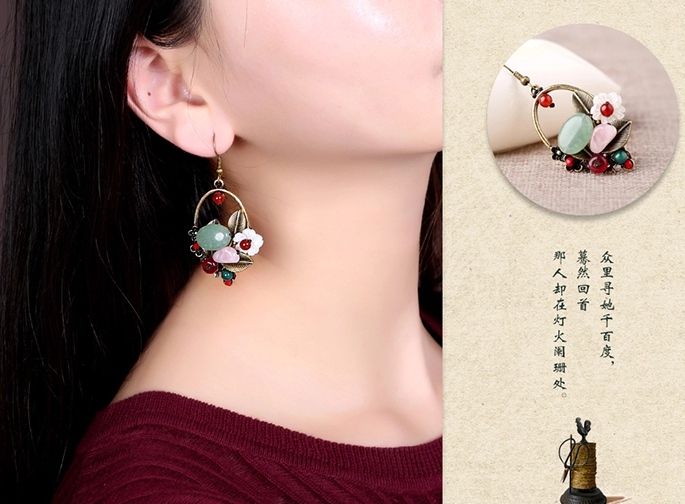 家佳樂文學(xué)復(fù)古金屬首飾手工耳環(huán)