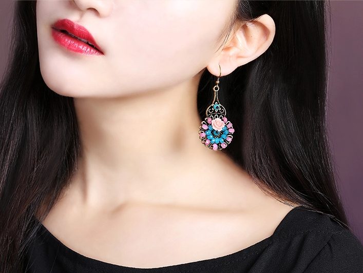 家佳樂文學(xué)復(fù)古旗袍首飾琉璃耳墜耳環(huán)