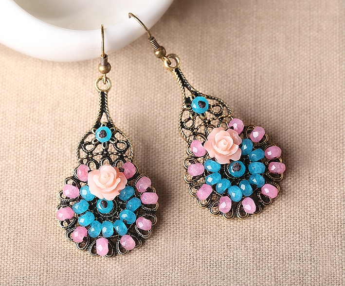 家佳樂文學(xué)復(fù)古旗袍首飾琉璃耳墜耳環(huán)