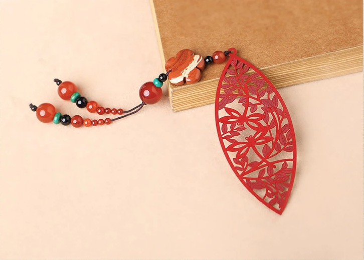 古典家佳樂(lè)文學(xué)鏤空古風(fēng)紅色葉子書簽