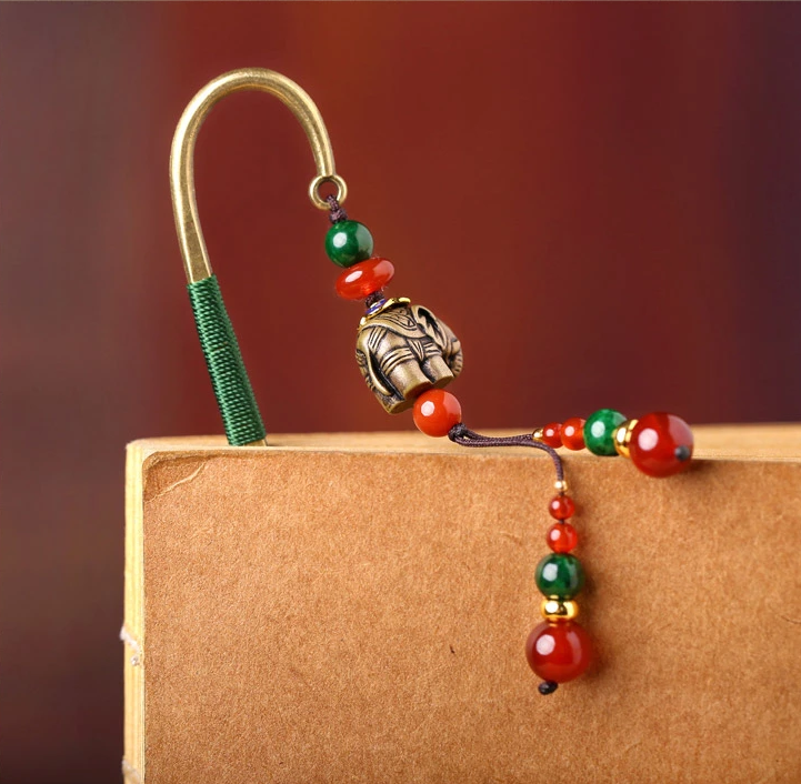 家佳樂文學復古小象古風文藝流蘇書簽