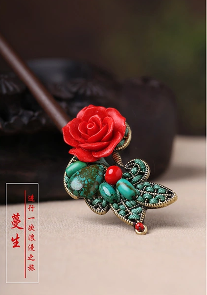 家佳樂文學古典盤發(fā)發(fā)飾玫瑰花新娘頭飾簪子