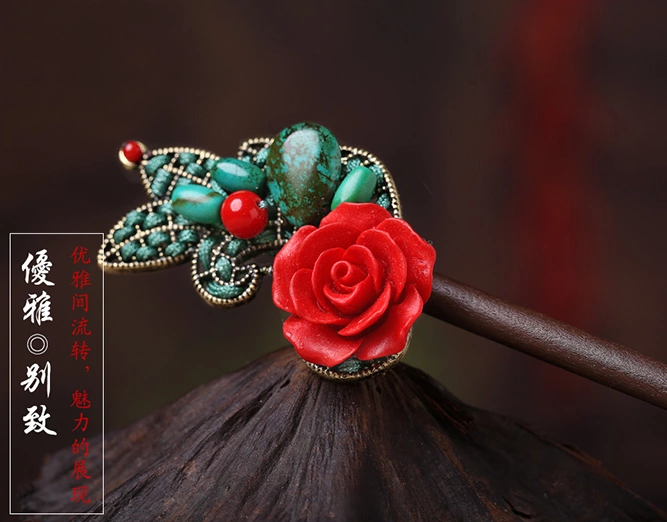 家佳樂文學古典盤發(fā)發(fā)飾玫瑰花新娘頭飾簪子