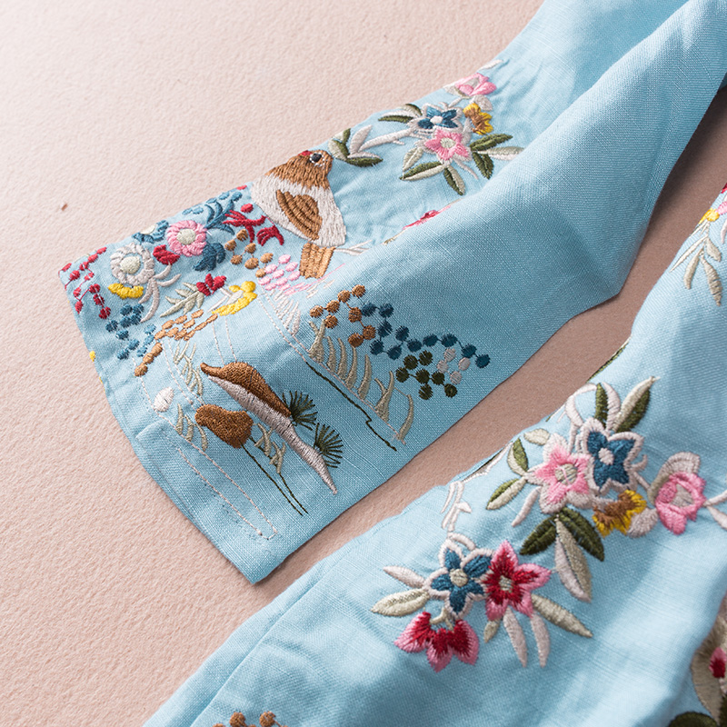 家佳樂(lè)文學(xué)亞麻刺繡復(fù)古唐裝圖片