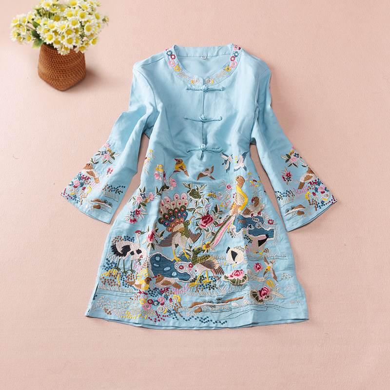 家佳樂(lè)文學(xué)亞麻刺繡復(fù)古唐裝圖片