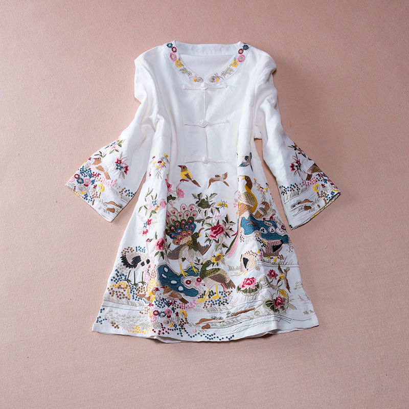 家佳樂文學(xué)亞麻刺繡復(fù)古唐裝圖片