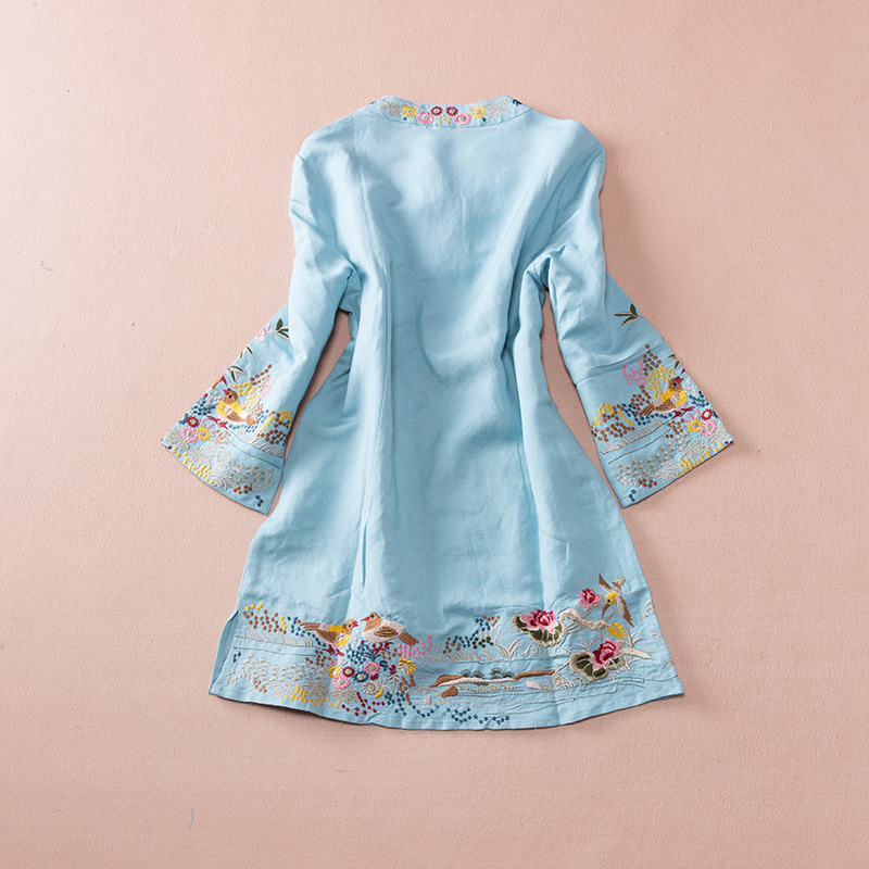 家佳樂(lè)文學(xué)亞麻刺繡復(fù)古唐裝圖片