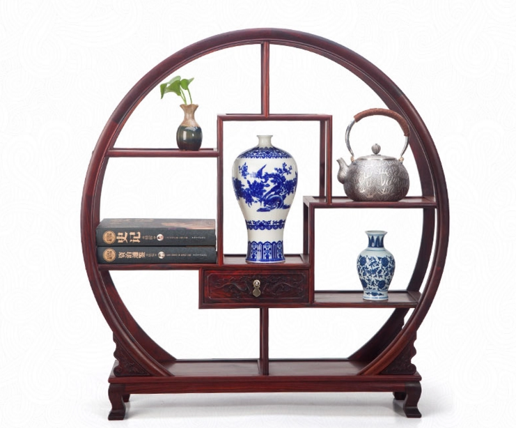 七款大紅酸枝博古架，實木中式仿古擺件